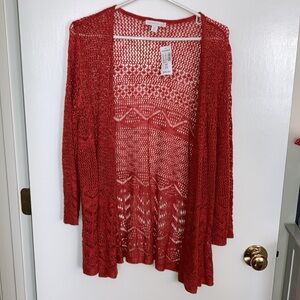 2X Womens Crocheted Cardigan, Westport 1962, dressbarn